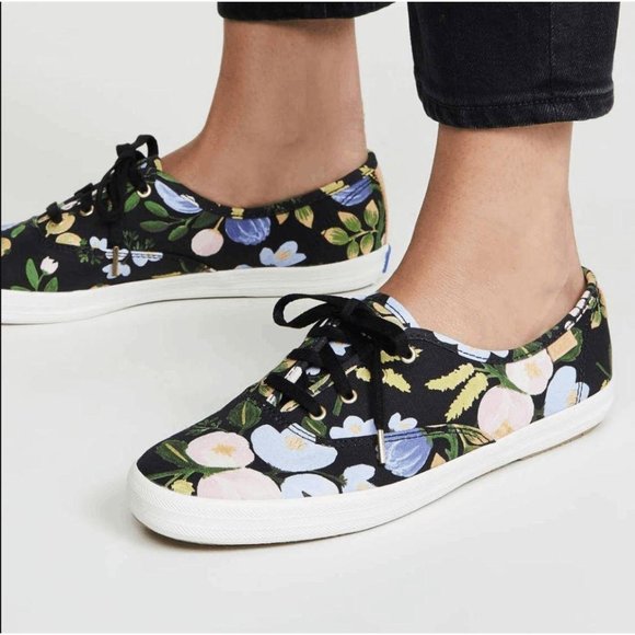 Limited Edition Keds x Rifle Paper Co Champion Black Floral Sneaker - Picture 1 of 8